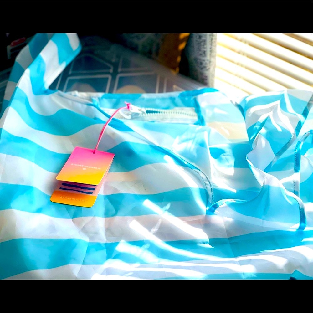 Stoney Clover Lane x Target Reusable Tote Bag Blue & White Stripes - Picture 8 of 9